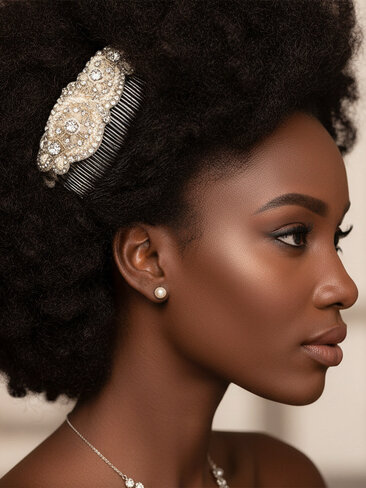Rhinestone Embroidered Hair Comb