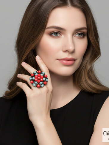 Sterling Silver and Pink Metallic Woven Ring