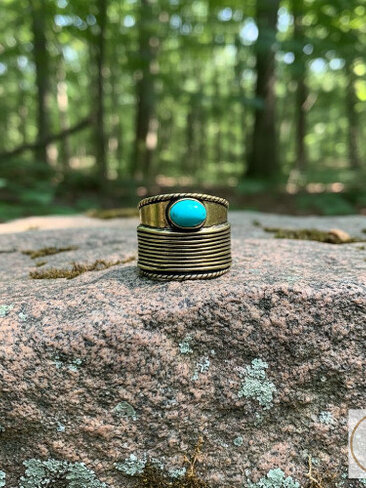 Turquoise Stone Brass Ring