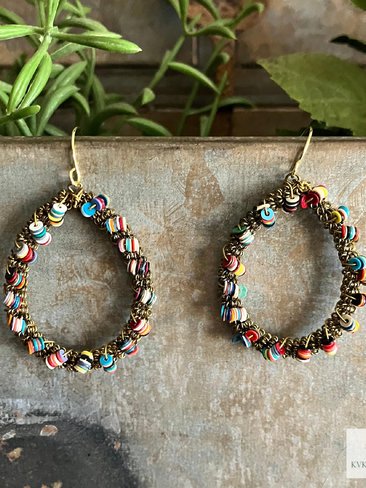 Colorful Teardrop Beaded Earrings -  Dangle Earrings, Statement Jewelry