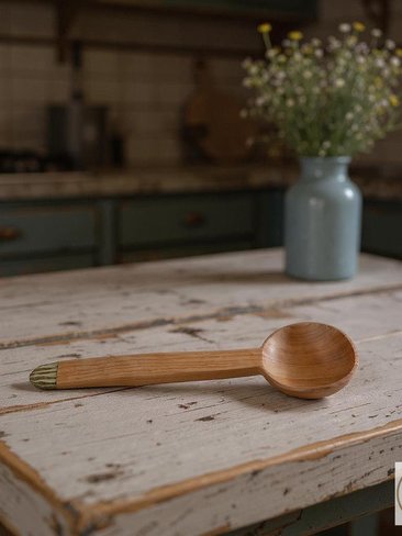 Handcrafted Olive Wood Coffee Spoon, Batik Handle, Kenyan Artisan Kitchen Utensil