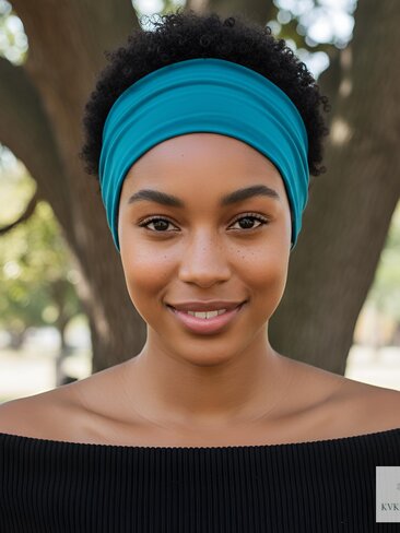 Teal Blue Boho Headband - Stylish Bohemian Headwrap, Headbands for Women