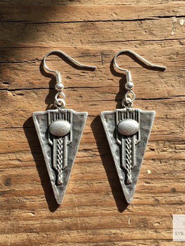 Boho Silver Tribal Earrings - Ethnic Dangles with 925 Sterling Silver Hooks