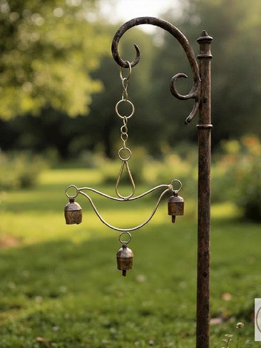 Handmade Lotus Flower Windchime - Artisan Zen Metal Yard Art