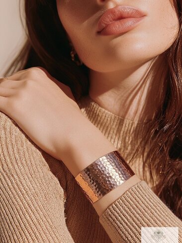 Wide Hammered Copper Cuff - Handcrafted Boho Bracelet, Bohemian Jewelry