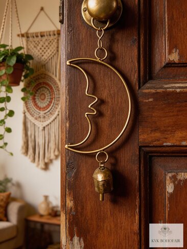 Crescent Moon Chime - Handmade Artisan Boho Metal Celestial Yard Decor