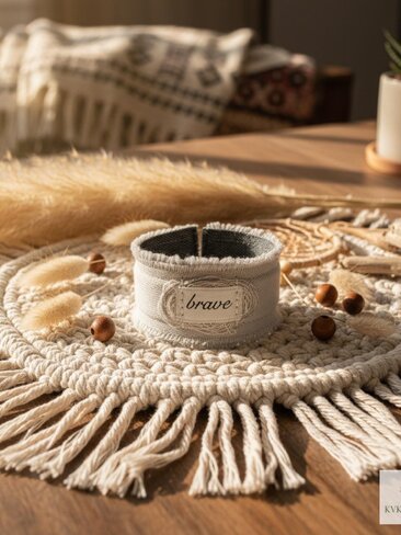 Brave Boho Cuff Bracelet – Stitched Cotton Fabric Wrist Cuff