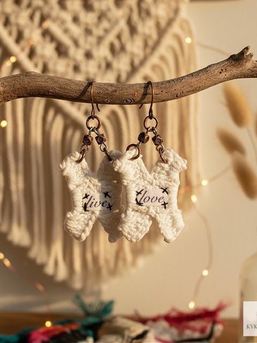 Boho Earrings LIVE LOVE - Hippie Crochet Dangle Earrings