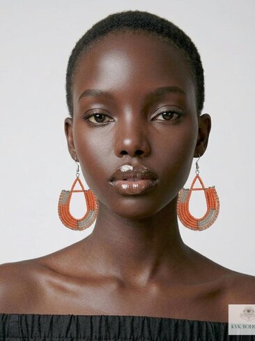Maasai Beaded Dangle Earrings, Colorful Geometric African Drops, Stainless Steel Hook Jewelry