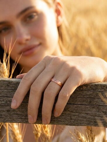 4.7 mm Copper Ring, Rustic Hammered Band, Unique Boho Style Jewelry