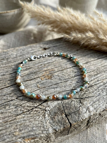 Handcrafted Faceted Pastel Beaded Anklet - Boho Beach Style