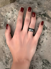 6mm Magnetic Hematite Faceted Ring