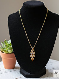 Amber Swarovski Rhinestone Filigree Pendant Necklace