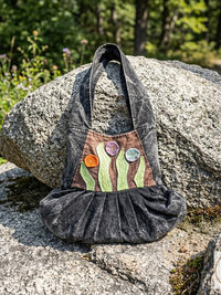 Boho Black Flower Hobo Bag – Stylish Hippie Sling Purse