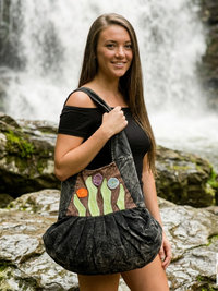 Boho Black Flower Hobo Bag – Stylish Hippie Sling Purse