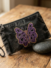 Black Butterfly Wristlet Coin Purse