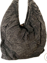 Boho Black Embroidered Hobo Bag - Oversize Hippie Shoulder Bag