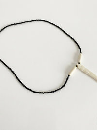 Bone Tooth Pendant on Beaded Chain