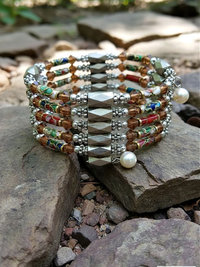 Cloisonne Magnetic Hematite Wrap Bracelet  21"l