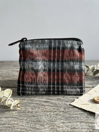 Guatemalan Corte Coin Purse - Handwoven Boho Fabric Zipper Pouch Small Makeup Bag