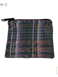 Guatemalan Corte Coin Purse - Handwoven Boho Fabric Zipper Pouch Small Makeup Bag