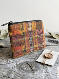 Guatemalan Corte Coin Purse - Handwoven Boho Fabric Zipper Pouch Small Makeup Bag