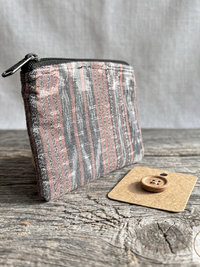 Guatemalan Corte Coin Purse - Handwoven Boho Fabric Zipper Pouch Small Makeup Bag