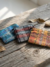 Guatemalan Corte Coin Purse - Handwoven Boho Fabric Zipper Pouch Small Makeup Bag
