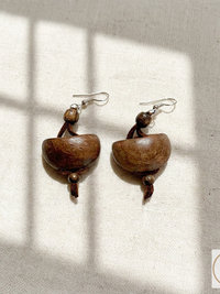 Dance with Druids Wood Earrings - Handcrafted Earthy Statement Dangles