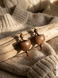 Dance with Druids Wood Earrings - Handcrafted Earthy Statement Dangles