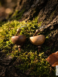 Dance with Druids Wood Earrings - Handcrafted Earthy Statement Dangles