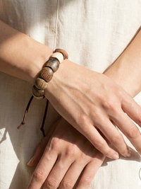 Dance with Druids Wood Bracelet, Adjustable Suede Cord, Handcrafted Earthy Jewelry