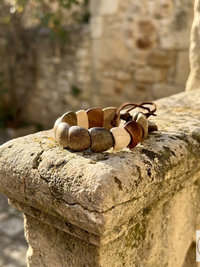 Dance with Druids Wood Bracelet, Adjustable Suede Cord, Handcrafted Earthy Jewelry