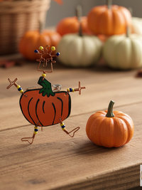 Dancing Pumpkin Girl Copper Wire Pin