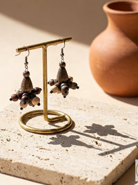 Flora Wooden Earrings - Handcrafted Wood Bead Earrings
