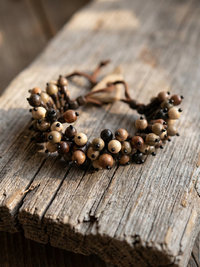 Flora Wood Bead Bracelet, Adjustable Suede Cord, Handcrafted Earthy Jewelry