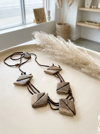 Geometric Wood Triangle Statement Necklace