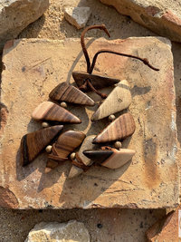 Geometric Wooden Bracelet - Adjustable Suede Cord, Handcrafted Earthy Jewelry