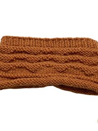Hand-Knit Orange Wool Headband with Buttons - Cozy Ear Warmer for Women