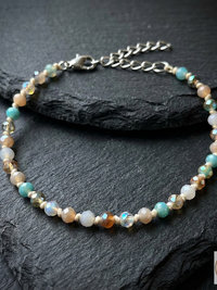 Handcrafted Faceted Pastel Beaded Anklet - Boho Beach Style