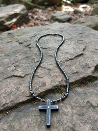Hematite Believer Cross Necklace