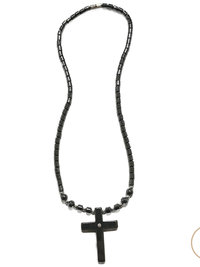 Hematite Believer Cross Necklace