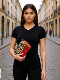 Boho Leopard Print Clutch: Handmade Batik Cotton Envelope Bag