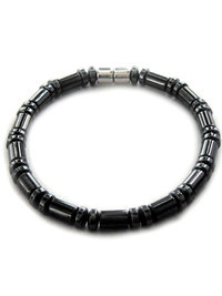Men's Magnetic Hematite Cylinder Bead Bracelet