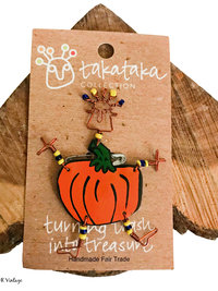 Dancing Pumpkin Girl Copper Wire Pin