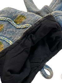 Blue Flower Cotton Crossbody Bag