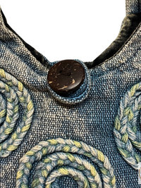 Blue Flower Cotton Crossbody Bag