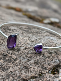 Sterling Silver Amethyst Open Cuff Bracelet