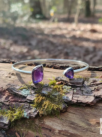 Sterling Silver Amethyst Open Cuff Bracelet