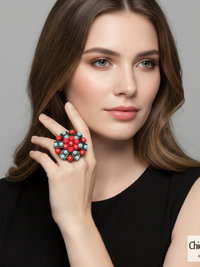 Sterling Silver and Pink Metallic Woven Ring